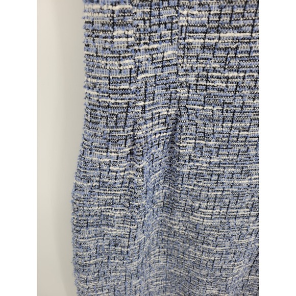 Loft 12 Tweed Dress Blue Black White Pencil Knee Length Short Sleeve Cut out V - Picture 3 of 8